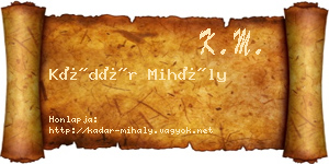 Kádár Mihály névjegykártya